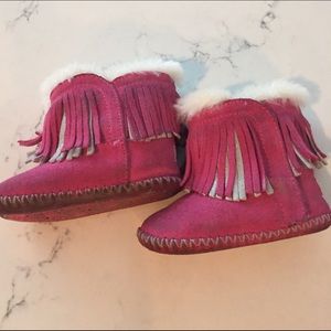 Baby Girl UGG Pink- Silver Fringe Boots- Size 4/5